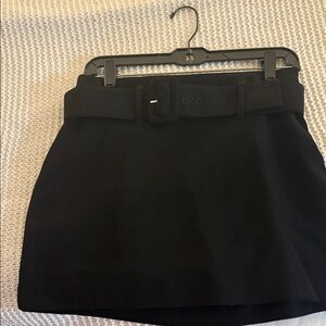 Express Elegant Black Belted Mini Skirt
